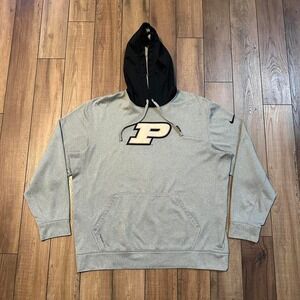 Nike Gray Hoodie with Black Hood and Purdue P Logo
